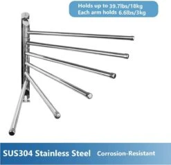 Handdokenrek Badkamer - Handdoekhouder RVS 180° Draaibare Badhanddoekhouder Met 6 Armen Zwenkarm Handdoekenrek Wandmontage Met Haken Badkamerhanddoekhouders Voor Badkamer, Keuken En Kledingkast - (WK 02123) 15 Handdokenrek Badkamer - Handdoekhouder RVS 180° Draaibare Badhanddoekhouder Met 6 Armen Zwenkarm Handdoekenrek Wandmontage Met Haken Badkamerhanddoekhouders Voor Badkamer, Keuken En Kledingkast - (WK 02123) -Merkloos Shop 1200x1158 5