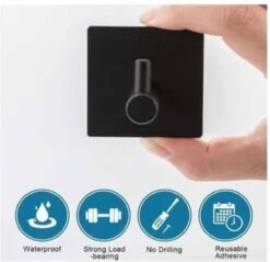 Merkloos Handdoekhaak Set Van 4 Stuks Zonder Boren RVS Zwart Vierkant Zelfklevend Badjas Theedoek Hanger Keuken Badkamer Handdoek Haakjes -Merkloos Shop 1200x1159 2