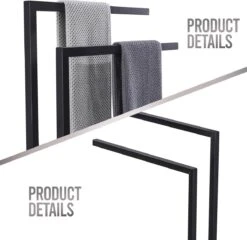 LOMAZOO Handdoekrek Badkamer Zwart - Handdoekenrek Badkamer - Handdoekhouder Staand Roma -Merkloos Shop 1200x1165 1