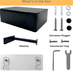 NIRAX WC Rolhouder – Toiletrolhouder - Zwart - RVS - Met Bakje Voor Vochtig Toiletpapier - Zonder Boren - Zelfklevend - Toilet Accessoires - Badkamer Accessoire - Toiletpapier Houder -Merkloos Shop 1200x1165