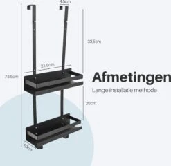 Doucherek Hangend - Ophangbaar Doucherek Matzwart - Twee Lagen - Badkamerrek - Doucherek Zonder Boren - 2 Laags - Badkamer Accessoires -Merkloos Shop 1200x1165 3