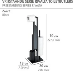 WENKO Toiletbutler Rivalta Zwart - Toiletborstel Met Houder, Toiletrolhouder En Reserverolhouder -Merkloos Shop 1200x1172 5