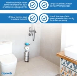 Ogoods Praktische WC Rolhouder – RVS Toiletrolhouder Staand – Rolhouder – Zonder Boren - Toiletrolstandaard - Zwart -Merkloos Shop 1200x1176 1