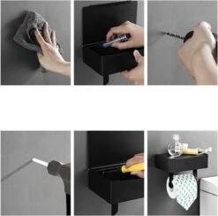 Merkloos Luxe Toiletrolhouder PRO 20.5 X 14.5 X 12 Cm- Planchet Opbergruimte - Plankje & Bakje- WC Rolhouder - Zelfklevend Of Borend - RVS - Waterbestendig -Merkloos Shop 1200x1185