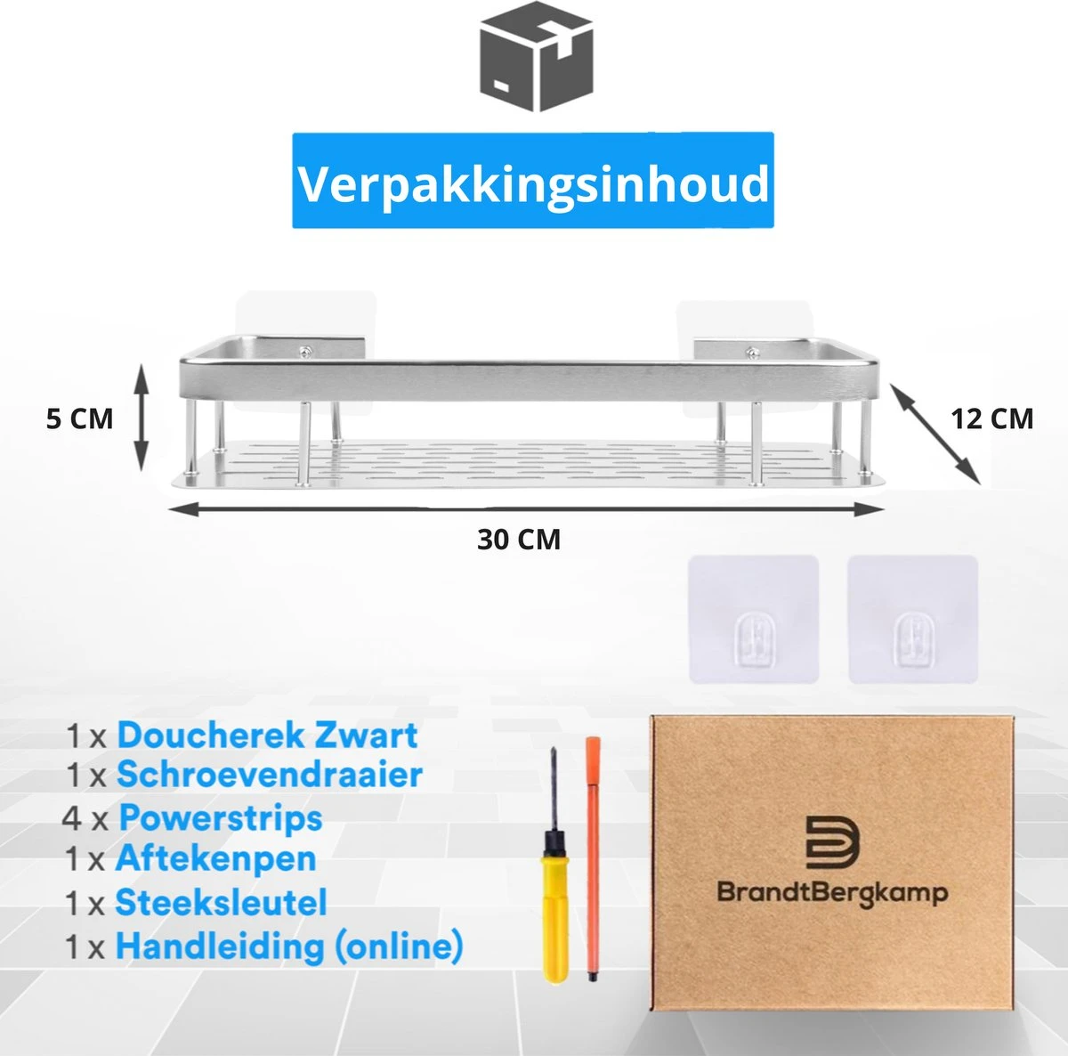 BrandtBergkamp RVS Doucherek 3 Laags – Zonder Boren – Doucherek Hangend – Badkamerrek Zilver 8 BrandtBergkamp RVS Doucherek 3 Laags – Zonder Boren – Doucherek Hangend – Badkamerrek Zilver - Afbeelding 6