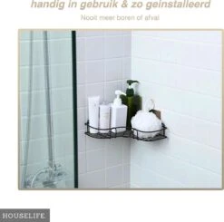 HouseLife™ Doucherek Zonder Boren - Zwart - Zelfklevend - Douchemand - Badkamer Doucherek – 30 Cm - Incl. 2 Sterke Muurstickers -Merkloos Shop 1200x1188 3