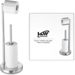 VDN Stainless Wc Rolhouder Staand - Toiletrolhouder En Reserverolhouder - RVS - Geschikt Voor 3+1 WC Papier Rollen - 2 In 1 -Merkloos Shop 1200x1190
