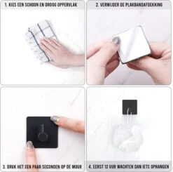 4x Zelfklevende Handdoekhaakjes Haakjes Ophanghaakjes Haken Zwart -Merkloos Shop 1200x1191 1