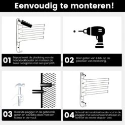 Tolussa Handdoekrek Badkamer Zwart - 38 CM - Handdoekhouder Zwart - Handdoekenrek Badkamer - Draaibaar -Merkloos Shop 1200x1196 2