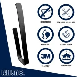 Reserverolhouder | Rh!no | WC-rolhouder | Zwart | Ophangen Zonder Boren Mogelijk| Toiletrolhouder | Plakstrip | 3 Rollen | Rh!no -Merkloos Shop 1200x1197 7