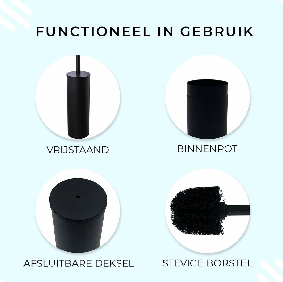 VDN Stainless Toiletborstel Met Houder - Toiletborstelhouder - Zwart - Wc Borstel Met Houder - RVS - Vrijstaand 5 VDN Stainless Toiletborstel Met Houder - Toiletborstelhouder - Zwart - Wc Borstel Met Houder - RVS - Vrijstaand - Afbeelding 3