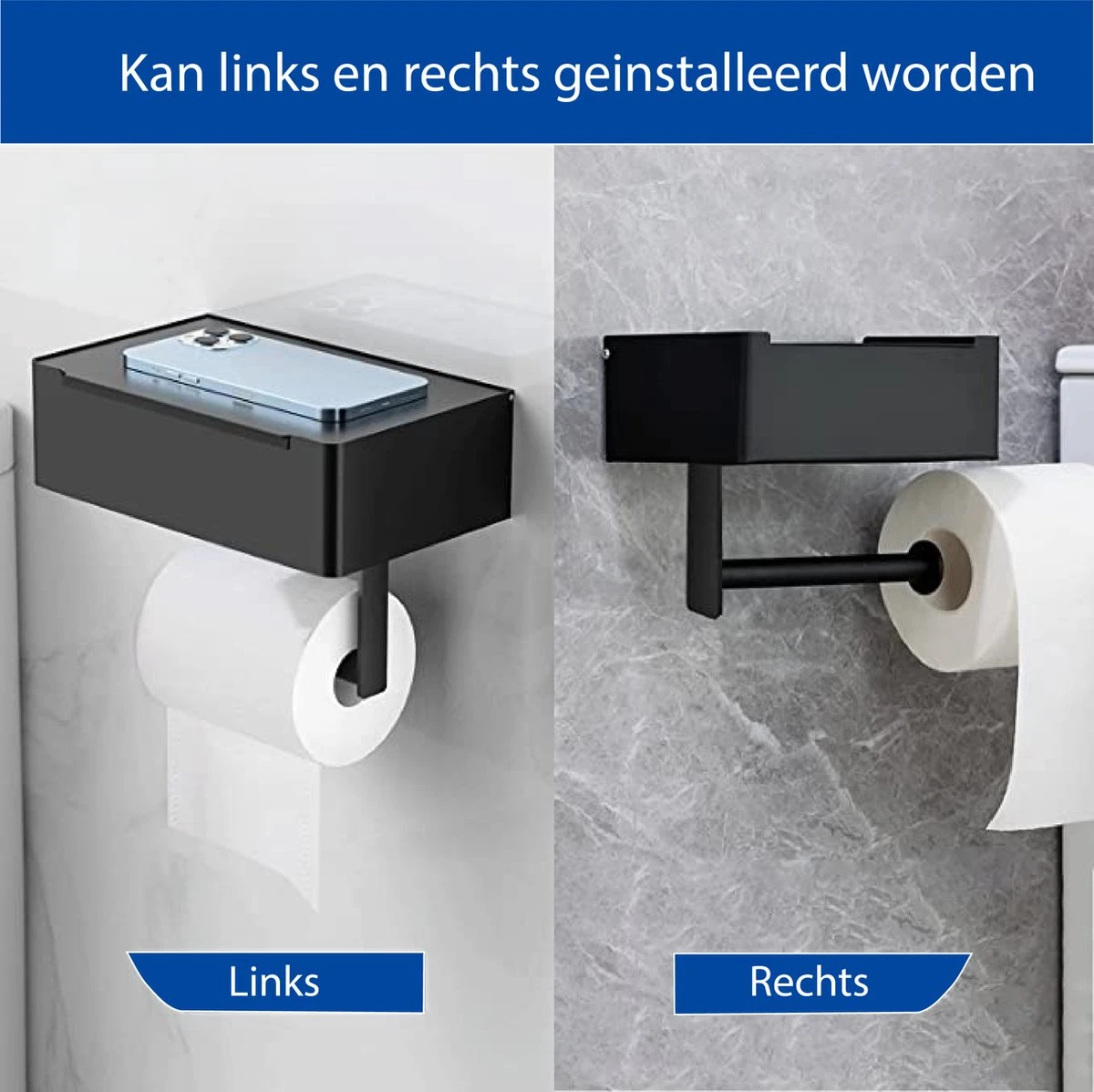 STARMAN WC Rolhouder - Toiletrolhouder Zwart - Badkamer Accessoires - WC Papier Houder 8 STARMAN WC Rolhouder - Toiletrolhouder Zwart - Badkamer Accessoires - WC Papier Houder - Afbeelding 6