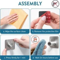 Tatkraft George Heavy Duty Zelfklevende Wandhaakjes - RVS Handdoekhouder Haak - Muur Ophang Zelfklevend Muurhaak Ophanghaakjes - Handdoekklem Keuken Ophanghaak Zonder Boren - Wand Theedoek / Handdoek Houder - Universeel Gebruik - Set Van 4 Stuks -Merkloos Shop 1200x1198 8