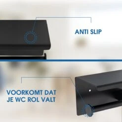 Toiletrolhouder Met Telefoonhouder - Zelfklevend / Boren / Zonder Boren - Incl. Handdoekhaakjes - WC Rolhouder - Zwart -Merkloos Shop 1200x1199