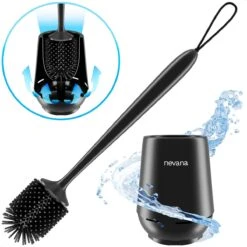 Toiletborstel Met Houder - WC Borstel - Vrijstaand - Siliconen - Zwart