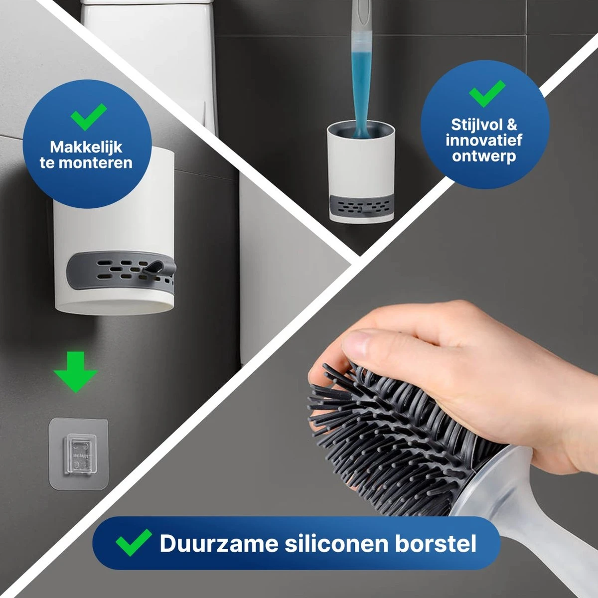 Mdxl® Siliconen WC Borstel Met Zeepdispenser - Hervulbaar - Vrijstaand Of Hangend - Sneldrogend, Hygiënisch & Antibacteriële Werking - Zonder Boren - Toilet Brush - Toiletborstel Houder - Lekbak 6 Mdxl® Siliconen WC Borstel Met Zeepdispenser - Hervulbaar - Vrijstaand Of Hangend - Sneldrogend, Hygiënisch & Antibacteriële Werking - Zonder Boren - Toilet Brush - Toiletborstel Houder - Lekbak - Afbeelding 4