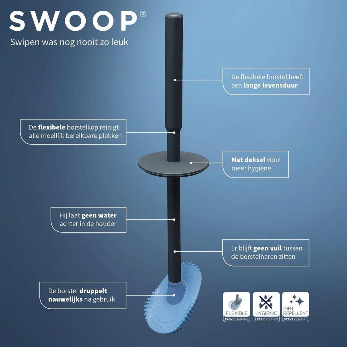 Tiger Tess - Toiletborstelhouder Met Opbergfunctie Vrijstaand En Swoop® Borstel Flexibel - Zwart / Antraciet 11 Tiger Tess - Toiletborstelhouder Met Opbergfunctie Vrijstaand En Swoop® Borstel Flexibel - Zwart / Antraciet - Afbeelding 9