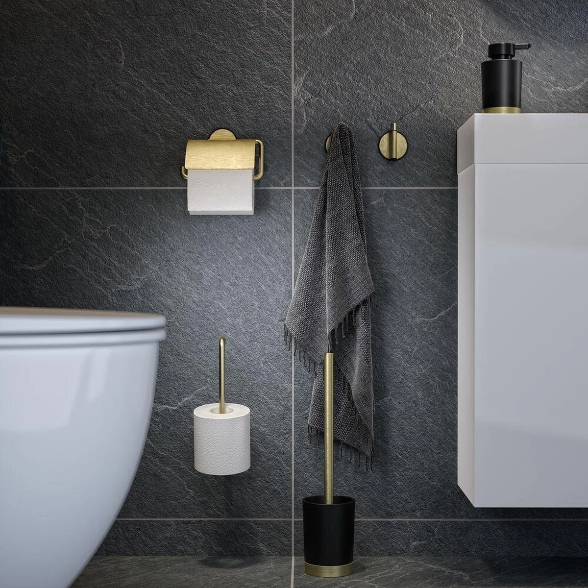 Tiger Tune - Reserverolhouder - Messing Geborsteld / Zwart 9 Tiger Tune - Reserverolhouder - Messing Geborsteld / Zwart - Afbeelding 7