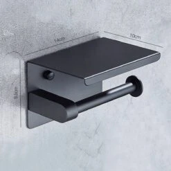 Toiletrolhouder - Wc Rol Houder Met Plankje - Inclusief Haakje - RVS - Waterbestendig - Zwart - Rheme -Merkloos Shop 1200x1200 110