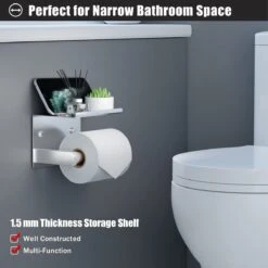 BOTC Toiletrolhouder Met Handdoekhaakjes - Toiletrolhouder - Toiletrolhouder - Zelfklevend / Boren / Zonder Boren - RVS - Zliver -Merkloos Shop 1200x1200 113