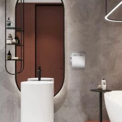 BOTC Toiletrolhouder Met Handdoekhaakjes - Toiletrolhouder - Toiletrolhouder - Zelfklevend / Boren / Zonder Boren - RVS - Zliver -Merkloos Shop 1200x1200 115