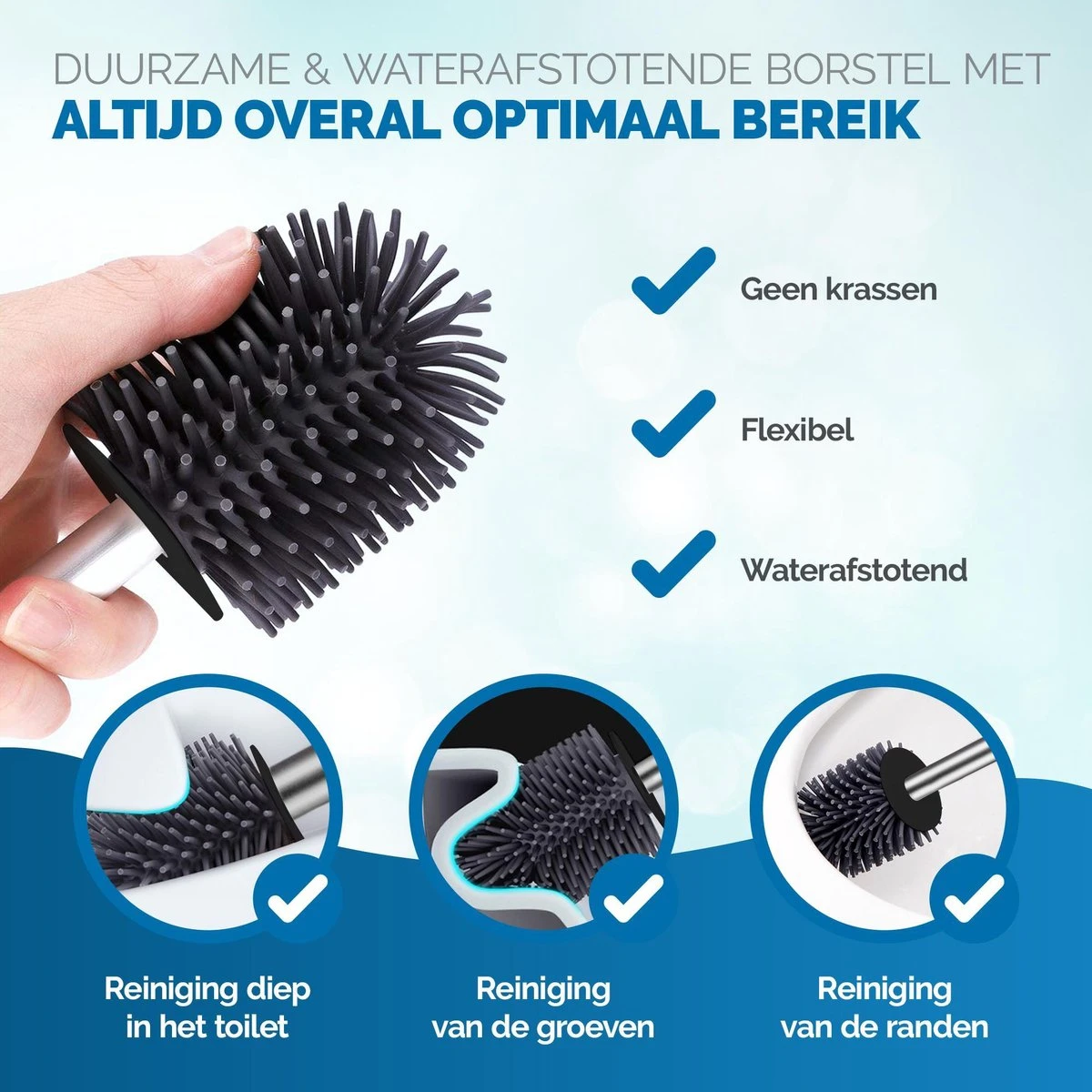 WITTS WC Borstel Met Houder - Staand Of Hangend – Mat Zwart - Incl. Absorberende Pad 5 WITTS WC Borstel Met Houder - Staand Of Hangend – Mat Zwart - Incl. Absorberende Pad - Afbeelding 3