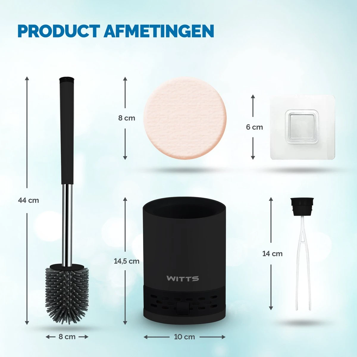 WITTS WC Borstel Met Houder - Staand Of Hangend – Mat Zwart - Incl. Absorberende Pad 7 WITTS WC Borstel Met Houder - Staand Of Hangend – Mat Zwart - Incl. Absorberende Pad - Afbeelding 5