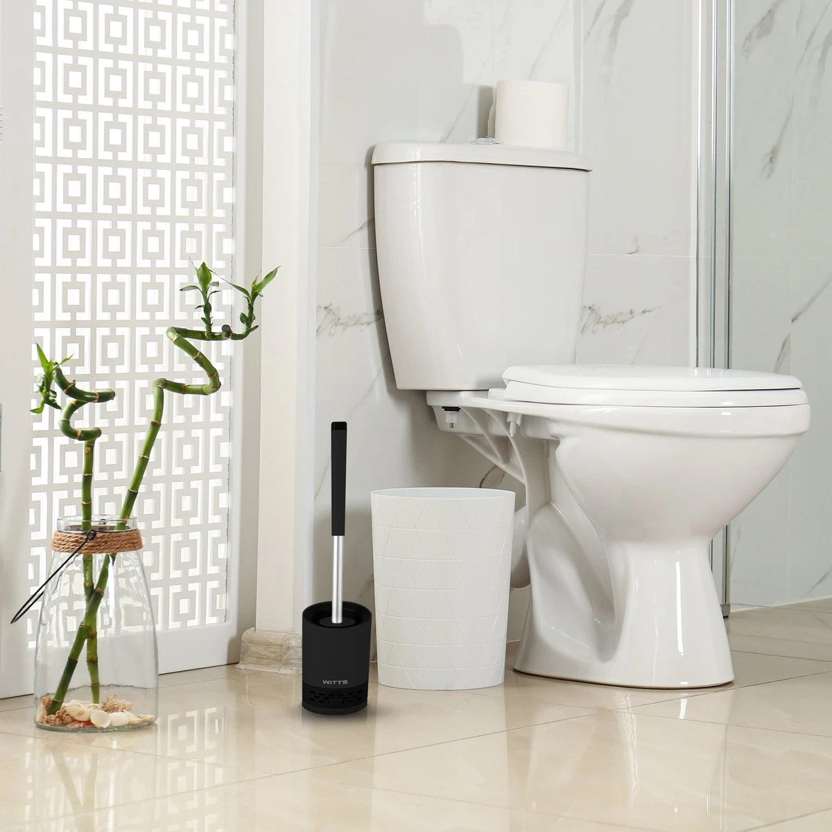 WITTS WC Borstel Met Houder - Staand Of Hangend – Mat Zwart - Incl. Absorberende Pad 8 WITTS WC Borstel Met Houder - Staand Of Hangend – Mat Zwart - Incl. Absorberende Pad - Afbeelding 6