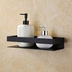 Merkloos Doucherek- Douchemand- Badkamerrek- Badkamer Organiser- Badkamer Organizer-Rekje Voor In De Douche- Badkamer Plank-Rekje Voor Shampoo- RVS- Zonder Boren- Zelfklevend- Rechthoek Vorm- Met Of Zonder Schroeven- Ophangbaar- Met Lijm- 20 Cm- Zwart -Merkloos Shop 1200x1200 1191