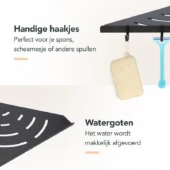 Doucherek - Doucherek Zonder Boren - Doucherekjes - Doucherek Hangend - Doucherekje - Doucherekje Zonder Boren - Doucherek Zwart - Hoek - 2 Stuks - Met Haakjes - Inclusief Montage Materiaal - Hoogwaardig Afgewerkt - EJC Products -Merkloos Shop 1200x1200 1193