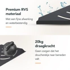 Doucherek - Doucherek Zonder Boren - Doucherekjes - Doucherek Hangend - Doucherekje - Doucherekje Zonder Boren - Doucherek Zwart - Hoek - 2 Stuks - Met Haakjes - Inclusief Montage Materiaal - Hoogwaardig Afgewerkt - EJC Products -Merkloos Shop 1200x1200 1194