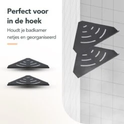Doucherek - Doucherek Zonder Boren - Doucherekjes - Doucherek Hangend - Doucherekje - Doucherekje Zonder Boren - Doucherek Zwart - Hoek - 2 Stuks - Met Haakjes - Inclusief Montage Materiaal - Hoogwaardig Afgewerkt - EJC Products -Merkloos Shop 1200x1200 1195