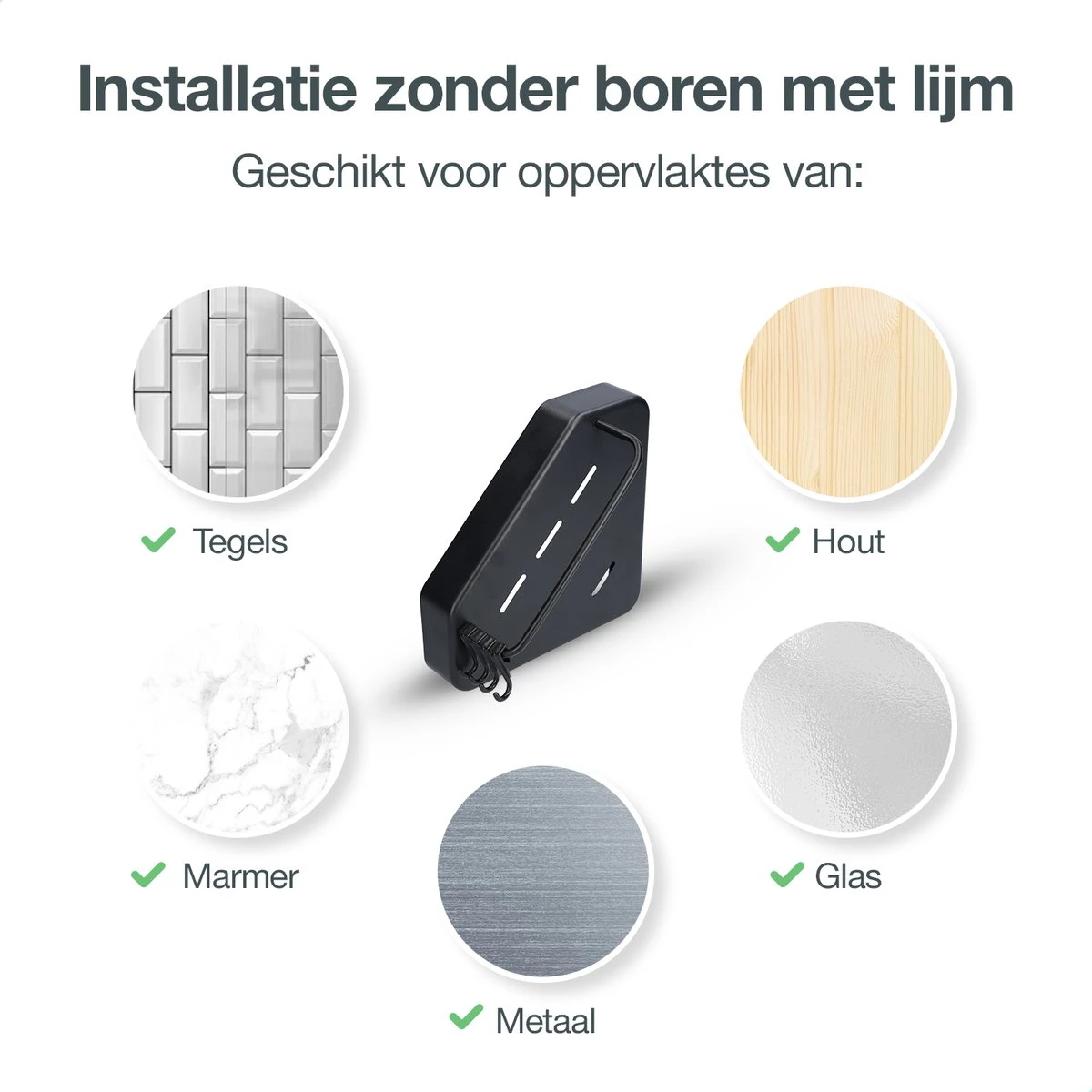 ACE Goods® Doucherek Zwart Hangend – Badkamerrek – Doucherek 2 Laags – Badkamerrekje Hoekrek Douche – Inclusief Haakjes 8 ACE Goods® Doucherek Zwart Hangend – Badkamerrek – Doucherek 2 Laags – Badkamerrekje Hoekrek Douche – Inclusief Haakjes - Afbeelding 6