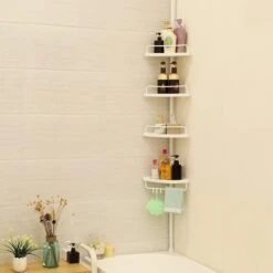 Hoppa! Telescopisch Doucherek Zonder Boren / Uitschuifbaar Douche Rek Van 85-305 Cm - Badopbergrek - Wit -Merkloos Shop 1200x1200 1226