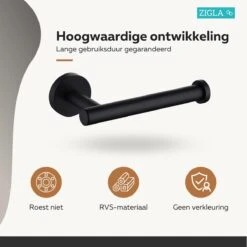Zigla - WC Rolhouder – Toiletrolhouder – Toiletpapierhouder - WC Rol Houder – RVS – Zwart -Merkloos Shop 1200x1200 123