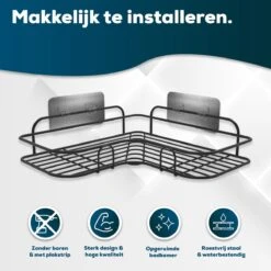 Via Fectio® Doucherek Zonder Boren - Badkameraccessoires - Hangend - Zwart - RVS - 26,5x26,5x6cm -Merkloos Shop 1200x1200 1230