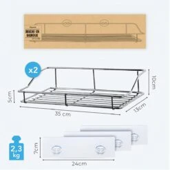LifeGoods Zelfklevend Doucherek - 2 Stuks - Hangend Badkamer Rekje - Zonder Boren En Schroeven - RVS -Merkloos Shop 1200x1200 1238