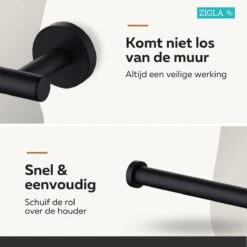 Zigla - WC Rolhouder – Toiletrolhouder – Toiletpapierhouder - WC Rol Houder – RVS – Zwart -Merkloos Shop 1200x1200 124