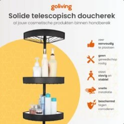 Goliving Doucherek - Doucherek Zonder Boren - Telescopisch Doucherek - Voor Plafonds Tot 2.9m Hoog - Dicht Design - Zwart -Merkloos Shop 1200x1200 1241