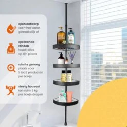 Goliving Doucherek - Doucherek Zonder Boren - Telescopisch Doucherek - Voor Plafonds Tot 2.9m Hoog - Dicht Design - Zwart -Merkloos Shop 1200x1200 1242