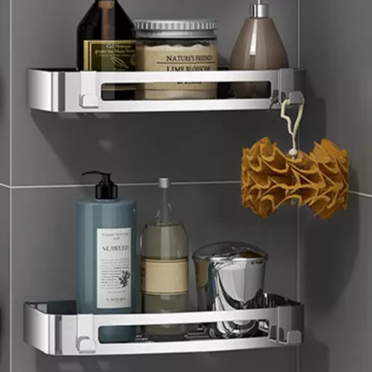 BrandtBergkamp RVS Doucherek 2 Laags – Zonder Boren – Doucherekje Hangend – Badkamerrek Zilver 12 BrandtBergkamp RVS Doucherek 2 Laags – Zonder Boren – Doucherekje Hangend – Badkamerrek Zilver - Afbeelding 10