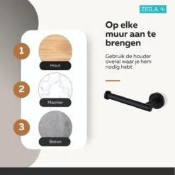 Zigla - WC Rolhouder – Toiletrolhouder – Toiletpapierhouder - WC Rol Houder – RVS – Zwart -Merkloos Shop 1200x1200 126