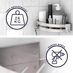 Sanicraft® Doucherekje - Doucherekje Zonder Boren - Geschikt Voor Elk Type Muur - Doucherekje Hangend - Doucheplank - Doucherekje Hoek - Doucherekje Zilver -Merkloos Shop 1200x1200 1267