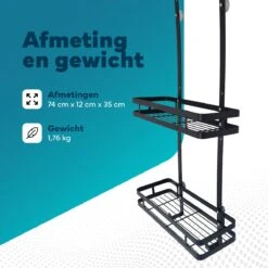 L'eauxe Doucherek Hangend Zonder Boren - Ophangbaar Badkamerrek Aan Douchewand - Opbergrek - Badkamer Accessoires - RVS - Zwart - Cadeau -Merkloos Shop 1200x1200 1270