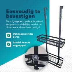 L'eauxe Doucherek Hangend Zonder Boren - Ophangbaar Badkamerrek Aan Douchewand - Opbergrek - Badkamer Accessoires - RVS - Zwart - Cadeau -Merkloos Shop 1200x1200 1272