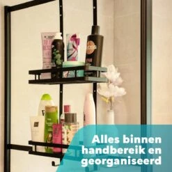 L'eauxe Doucherek Hangend Zonder Boren - Ophangbaar Badkamerrek Aan Douchewand - Opbergrek - Badkamer Accessoires - RVS - Zwart - Cadeau -Merkloos Shop 1200x1200 1273