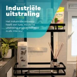 L'eauxe Doucherek Hangend Zonder Boren - Ophangbaar Badkamerrek Aan Douchewand - Opbergrek - Badkamer Accessoires - RVS - Zwart - Cadeau -Merkloos Shop 1200x1200 1274