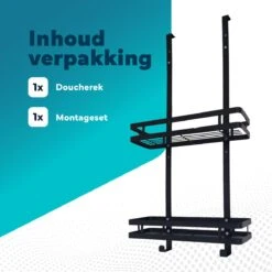 L'eauxe Doucherek Hangend Zonder Boren - Ophangbaar Badkamerrek Aan Douchewand - Opbergrek - Badkamer Accessoires - RVS - Zwart - Cadeau -Merkloos Shop 1200x1200 1275