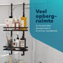 L'eauxe Doucherek Hangend Zonder Boren - Ophangbaar Badkamerrek Aan Douchewand - Opbergrek - Badkamer Accessoires - RVS - Zwart - Cadeau -Merkloos Shop 1200x1200 1276