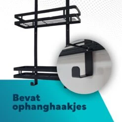 L'eauxe Doucherek Hangend Zonder Boren - Ophangbaar Badkamerrek Aan Douchewand - Opbergrek - Badkamer Accessoires - RVS - Zwart - Cadeau -Merkloos Shop 1200x1200 1278